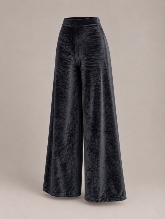 Pantaloni palazzo elasticizzati in velluto Carys