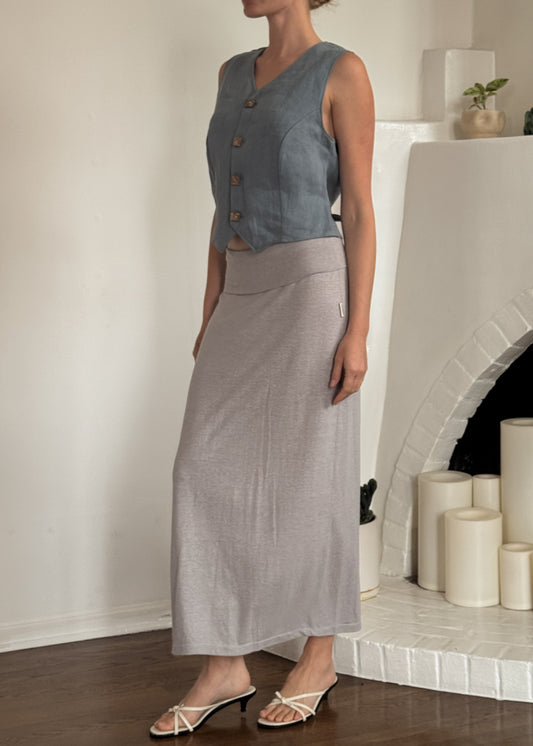 Maxi skirt in grey hemp jersey - Hemp Horizon