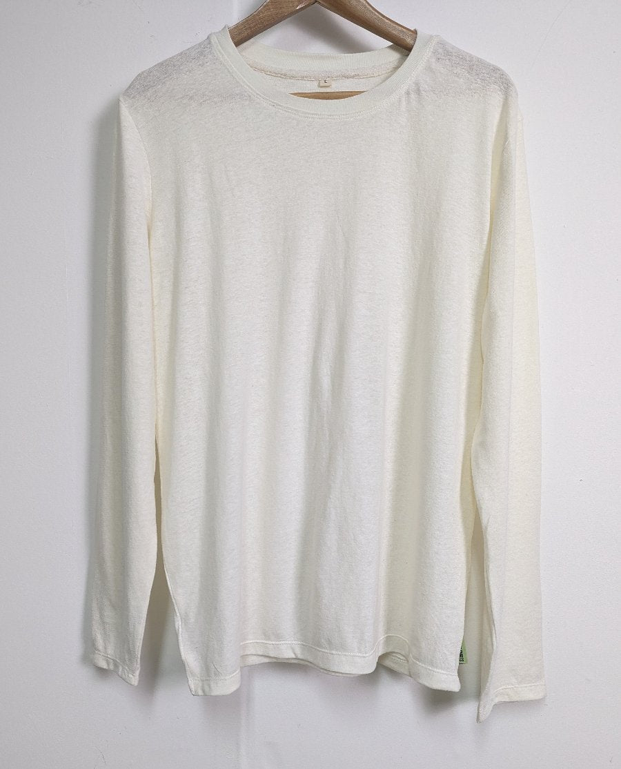 Hemp long sleeve t’shirt - White / XS - Hemp longsleeve t’shirts
