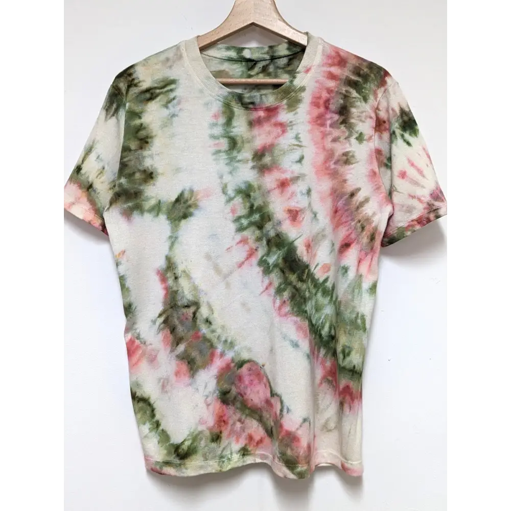Hemp twirl tee in olive and pink - Hemp T-shirt