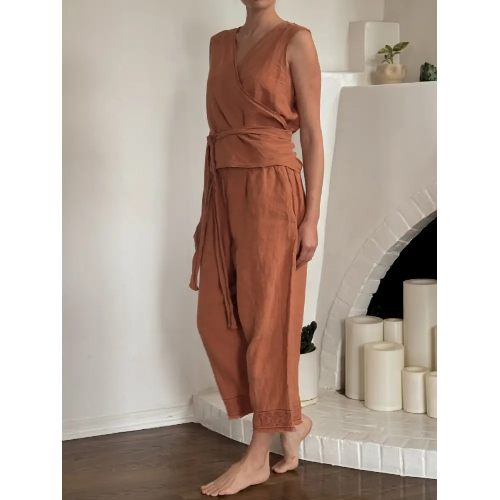 Hemp Linen terracotta sleeveless top - Hemp Horizon