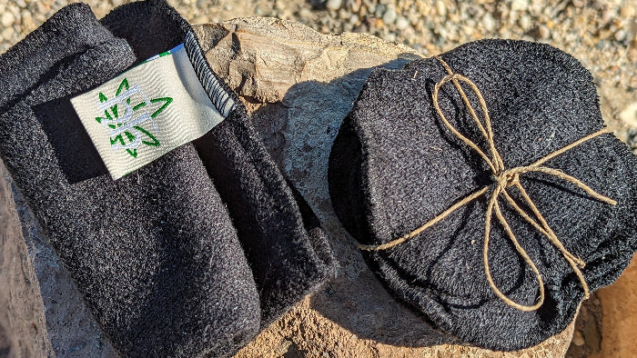 Hemp black face flannel and re-usable make-up wipes - Hemp Horizon