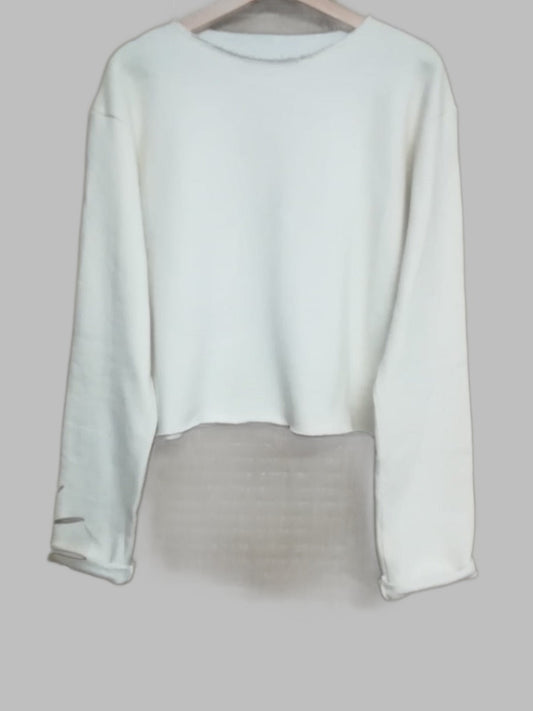 Hemp crop-top sweatshirt in white- Hemp Horizon