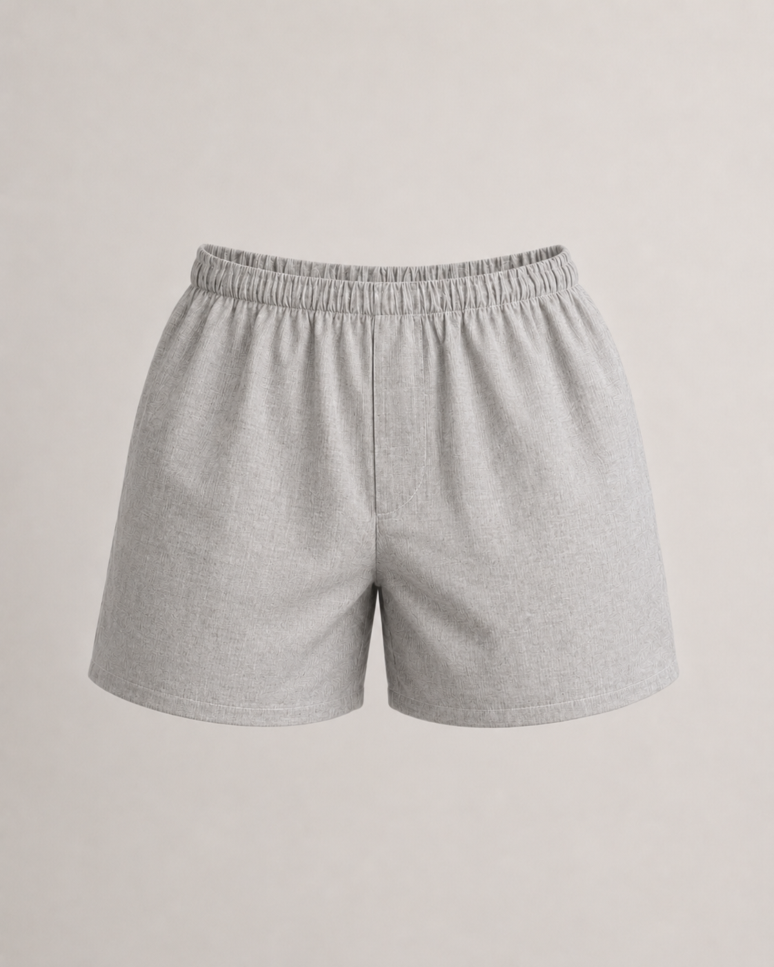 Light  plain natural 100% Hemp boxers with an elastic waistband, shown against a solid light gray background. Hemp Horizon