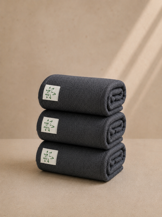 Black hemp cotton face flannel