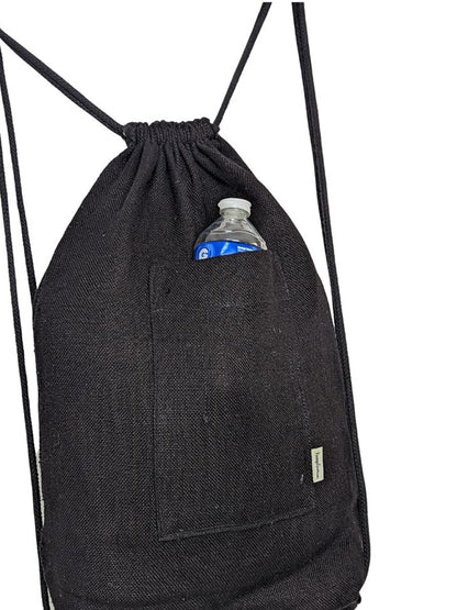 Musk hemp drawstring bag with pockets.