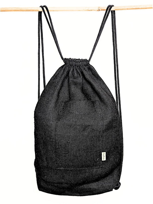 Musk hemp drawstring bag with pockets.