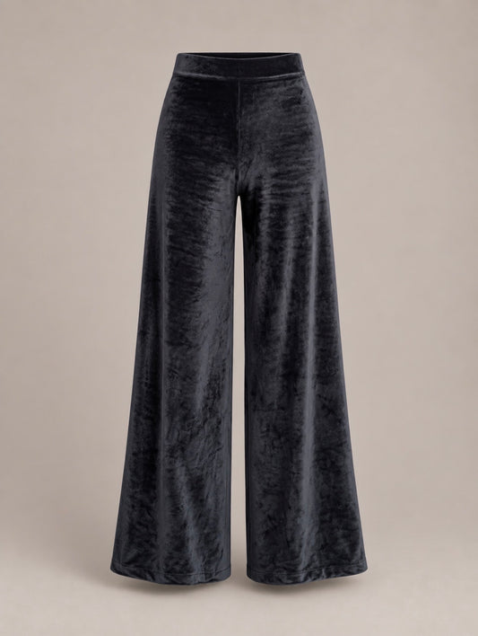 Pantaloni palazzo elasticizzati in velluto Carys