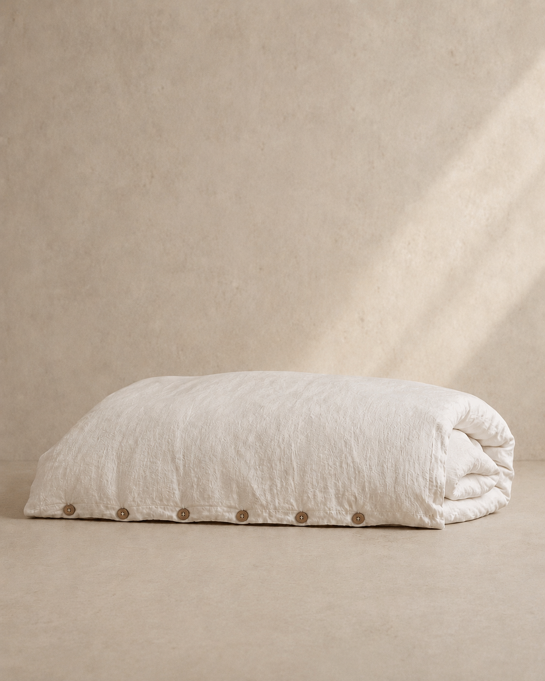 Hemp Duvet cover with coconut buttons.