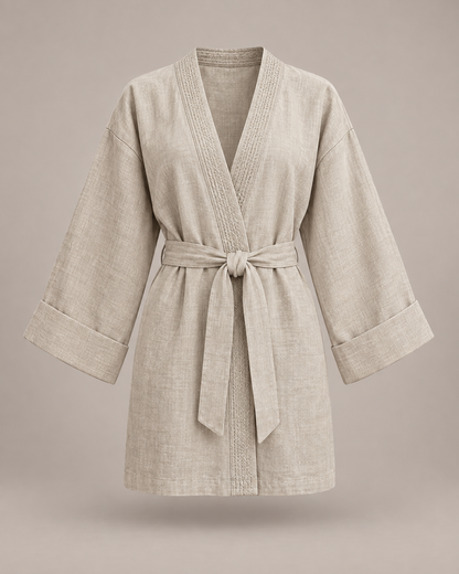 Chaqueta vestido kimono de cáñamo Yoko