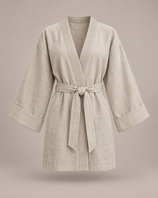 Veste kimono robe en chanvre Yoko