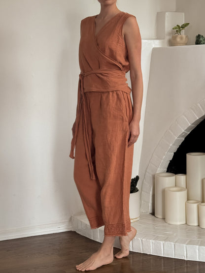 Hemp Linen terracotta sleeveless top - Hemp Horizon