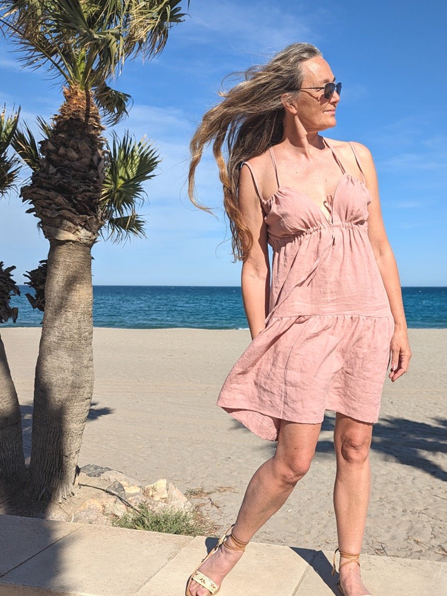 Hemp Linen dusky pink dress - Hemp Horizon