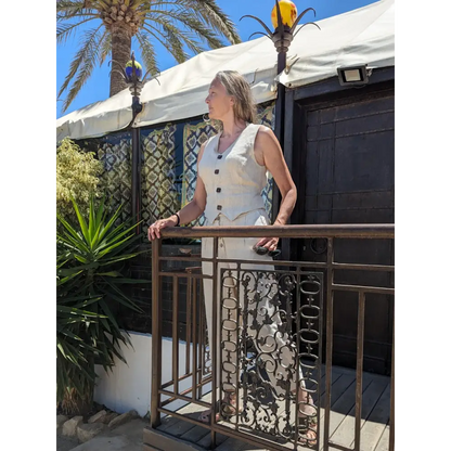 Hemp herringbone natural waistcoat - Hemp Horizon