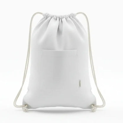 White drawstring bag on a white background-Hemp Horizon
