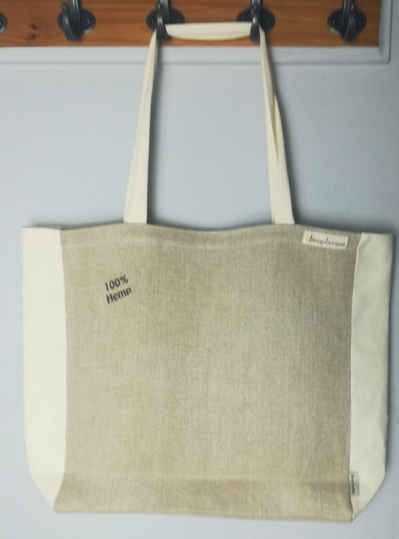 Hemp tote bag with pocket - Hemp Horizon