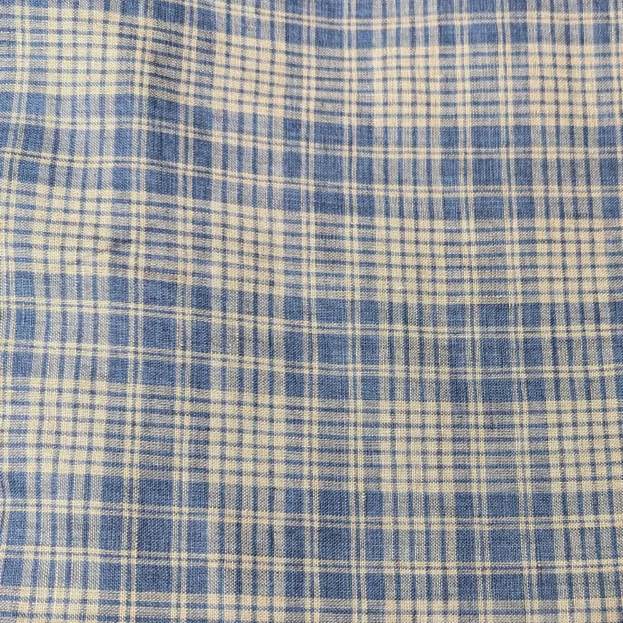 Ava tie front crop top in blue and brown check - Hemp Horizon