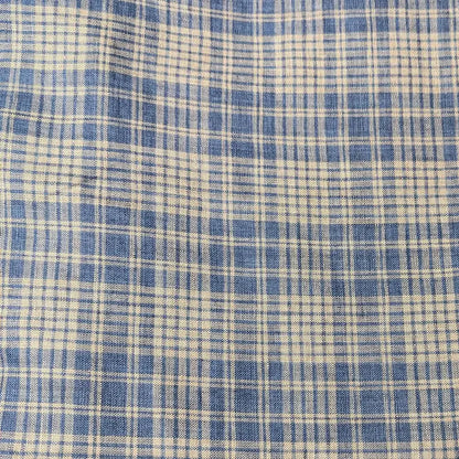 Ava tie front crop top in blue and brown check - Hemp Horizon