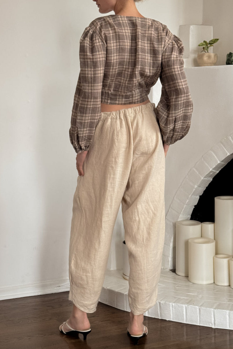 Checked_pattern_hemp_linen_beige_brown_blouse_-_Hemp_Horizon