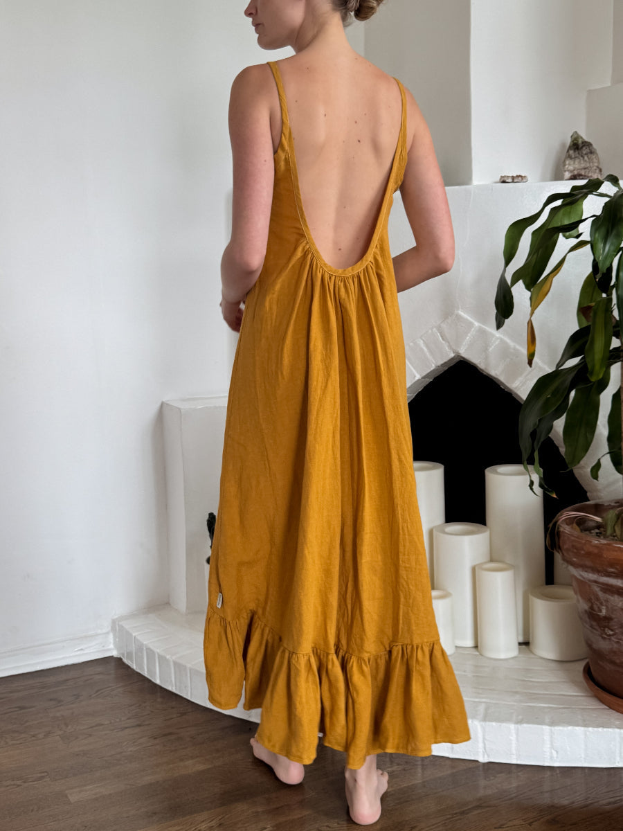 Linen and hemp  low back dress- Hemp Horizon