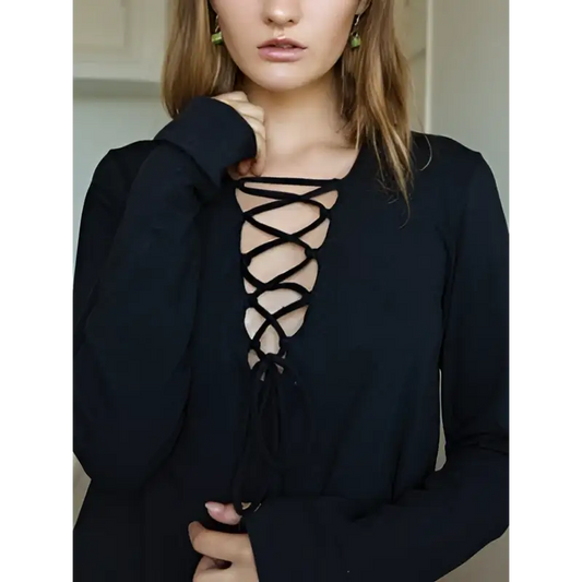 Hemp lace-up top - Hemp Horizon