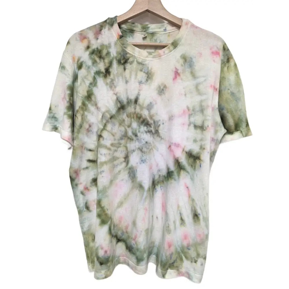 Hemp spiral tee in Olive and pink - Hemp Horizon