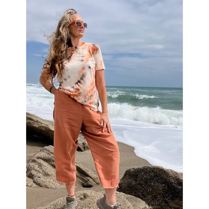 Hemp tie-dyed unisex t-shirt in Orange and brown - Hemp Horizon