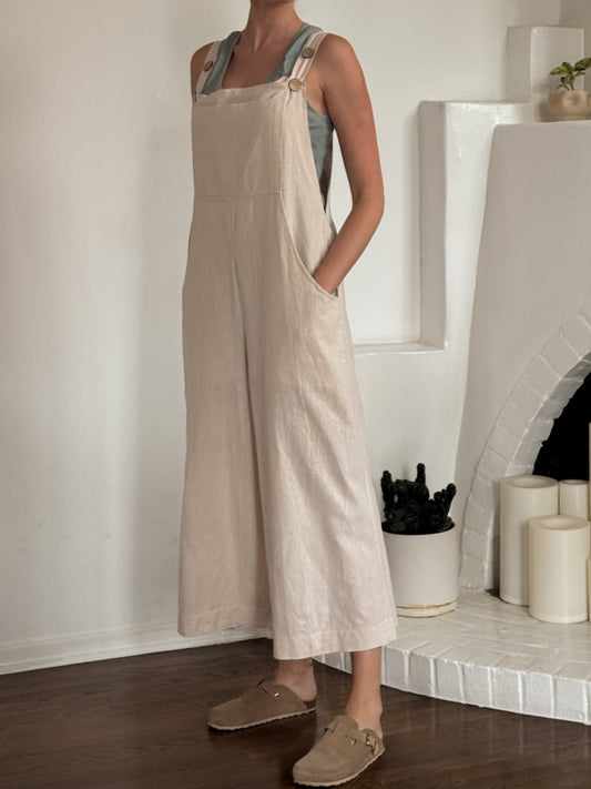 Hemp Linen Dungarees in natural - Hemp Horizon
