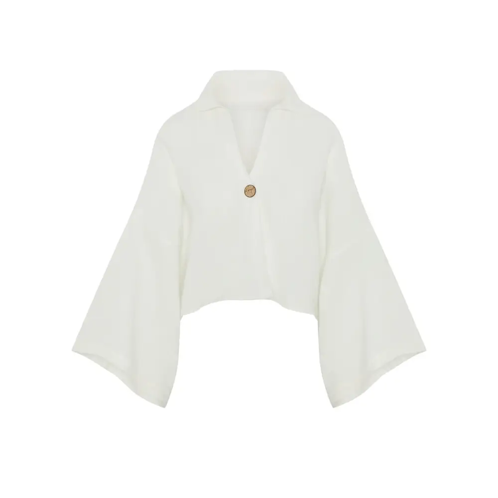 Momo-Kimono hemp top- in white- Hemp Horizon