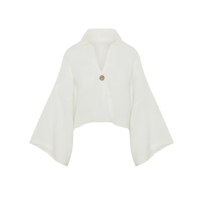 Momo-Kimono hemp top- in white- Hemp Horizon