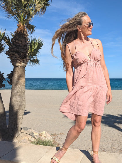 Hemp Linen dusky pink dress - Hemp Horizon