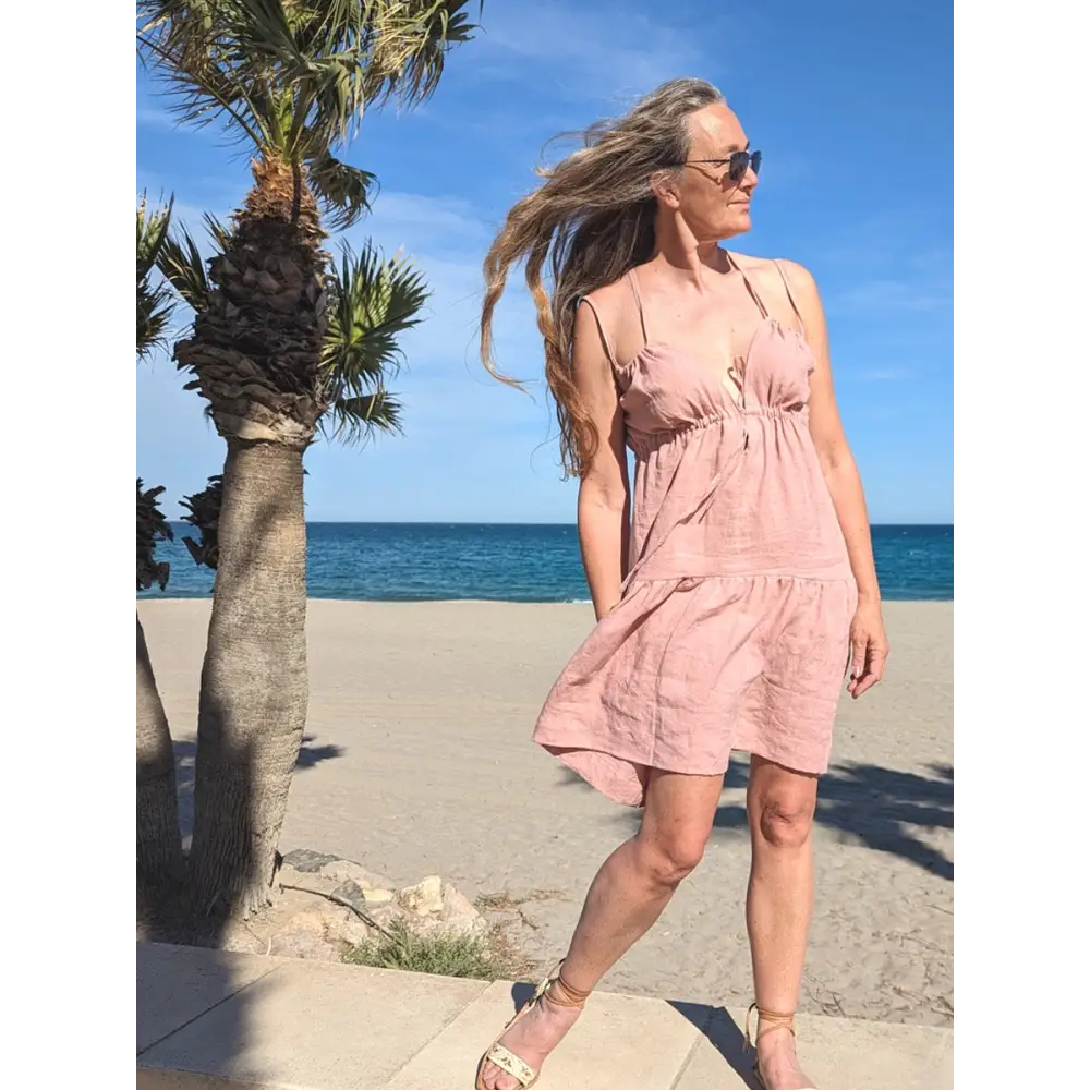 Hemp Linen dusky pink dress - Hemp Horizon