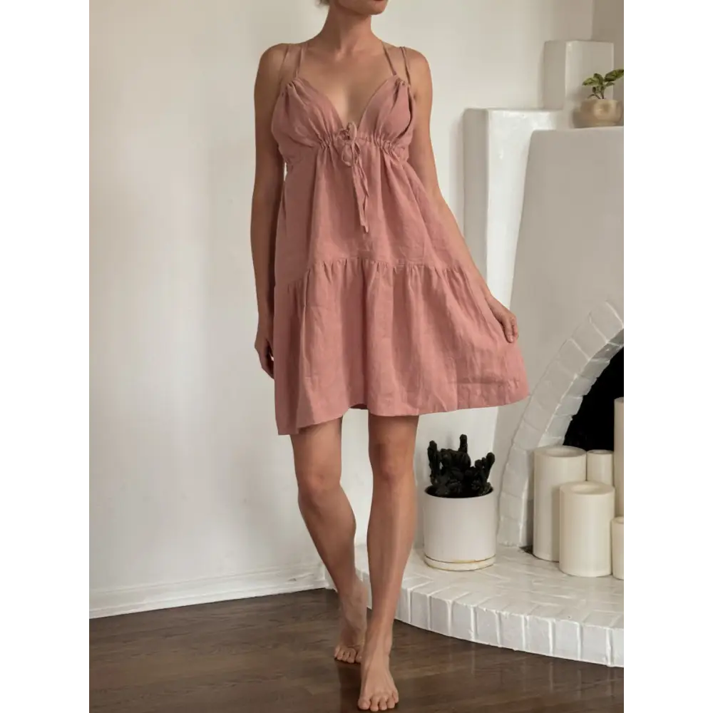 Hemp gathered tired dress - Hemp Horizon