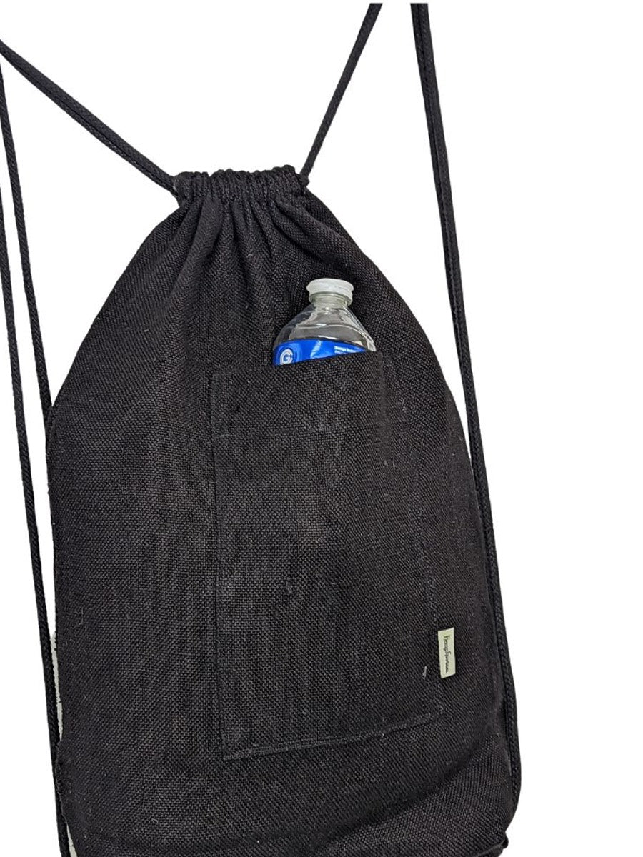 Musk hemp drawstring bag with pockets. - Hemp Bag