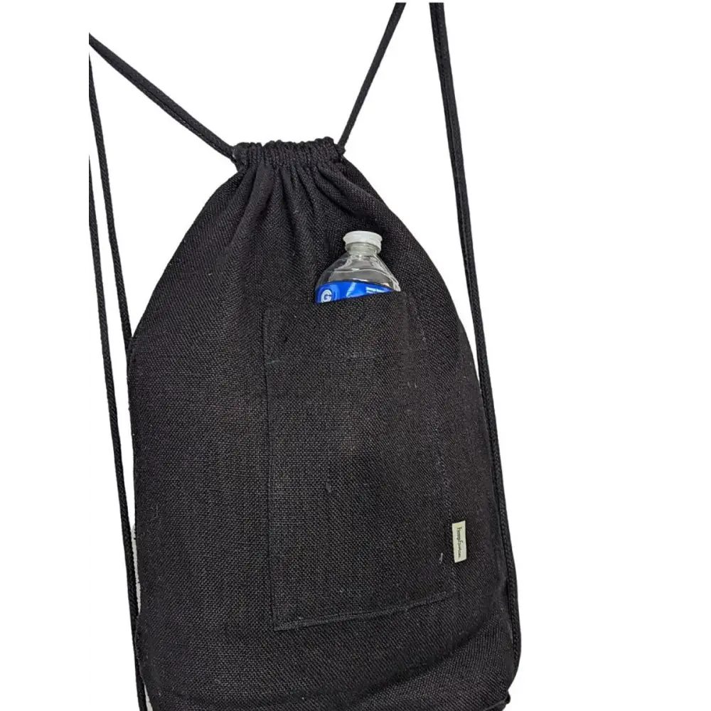 Musk hemp drawstring bag with pockets. - Hemp Bag