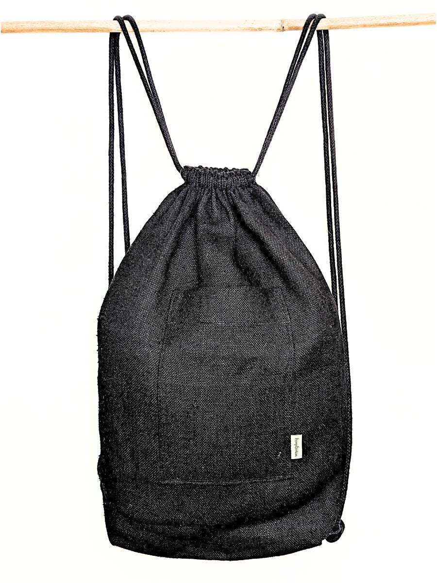 Musk hemp drawstring bag with pockets. - Hemp Bag