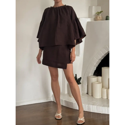 Hemp Linen ruffled top - Hemp Horizon