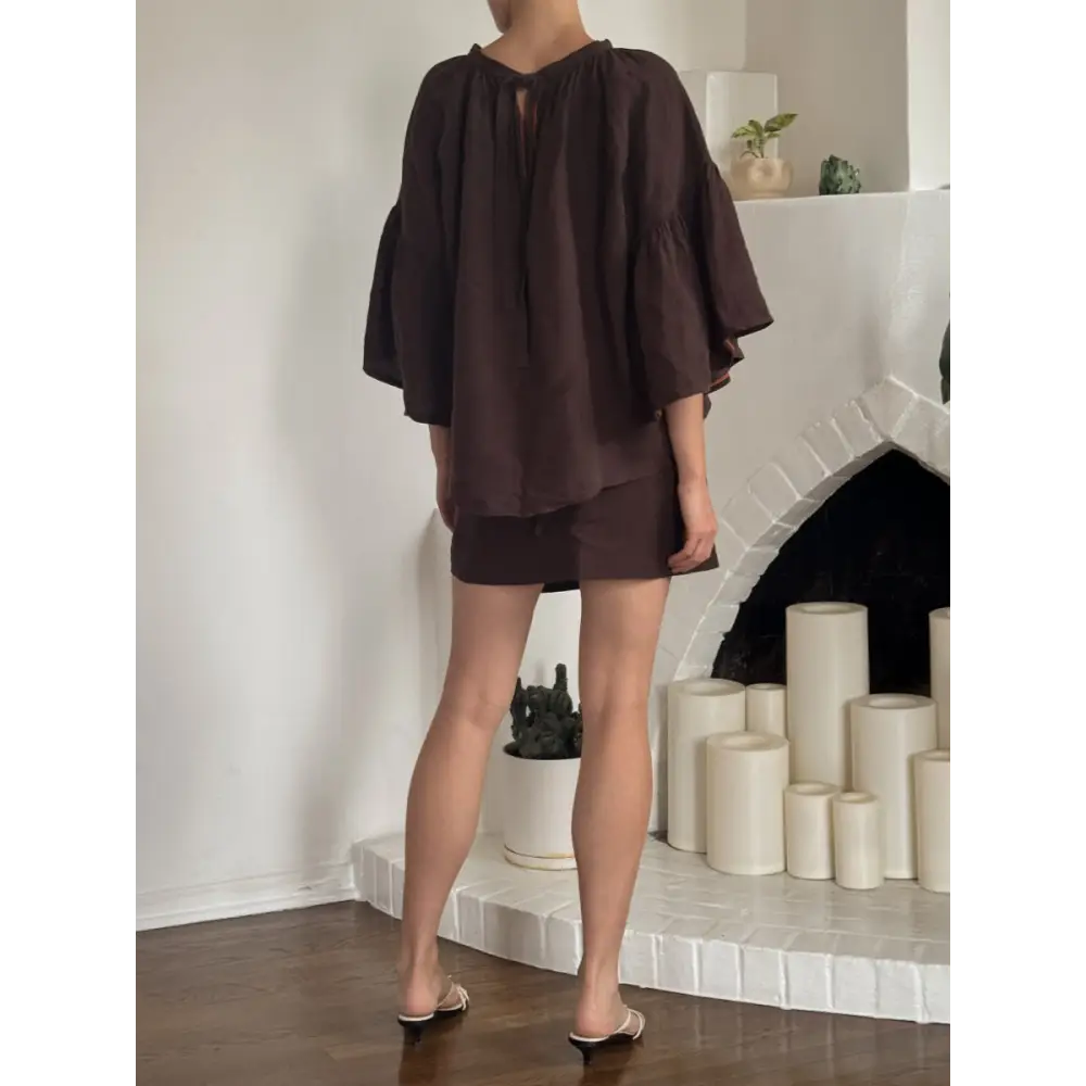 Hemp_Linen_Charcoal ruffled_top_-_Hemp_Horizon