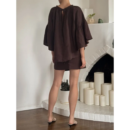Hemp_Linen_Charcoal ruffled_top_-_Hemp_Horizon