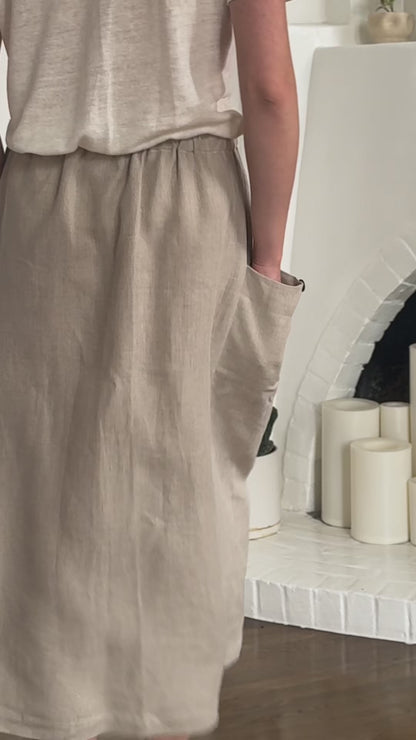 Lotus hemp pocket skirt with coconut buttons
