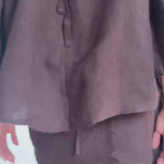 mini skirt blk+ ruffle blouse.Hemp Horizon