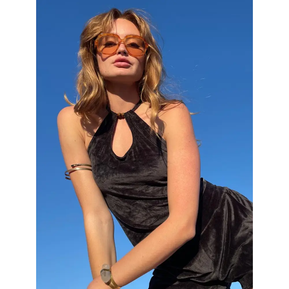 Hemp Bamboo velour halter-neck top - Hemp Horizon