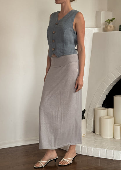 Maxi skirt in grey hemp jersey - Hemp Horizon
