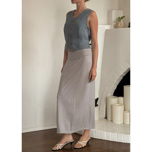Maxi skirt in grey hemp jersey - Hemp Horizon