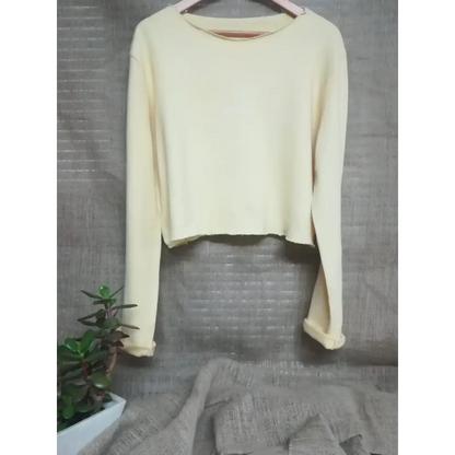 Hemp crop-top sweatshirt  in pale yellow - Hemp Horizon