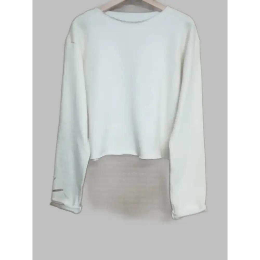Hemp crop-top sweatshirt in white